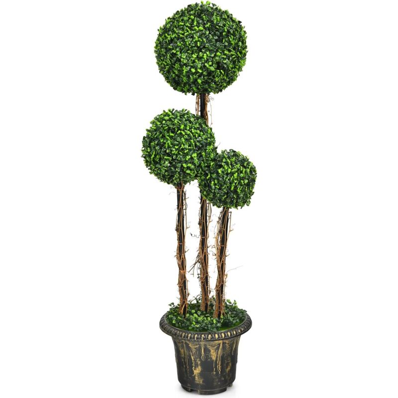 immagine 0 del prodotto costway pianta artificiale 115 cm, albero artificiale con foglie realistiche, vaso decorativo e resistenza all acqua e ai raggi uv, albero a 3