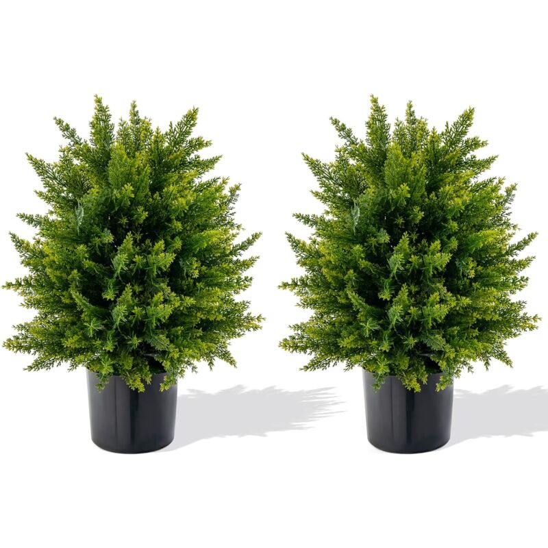 immagine 0 del prodotto costway pianta finta 54 cm, cedro artificiale resistente ai raggi uv con vaso riempito di cemento e foglie lussureggianti, alberi artificiali da