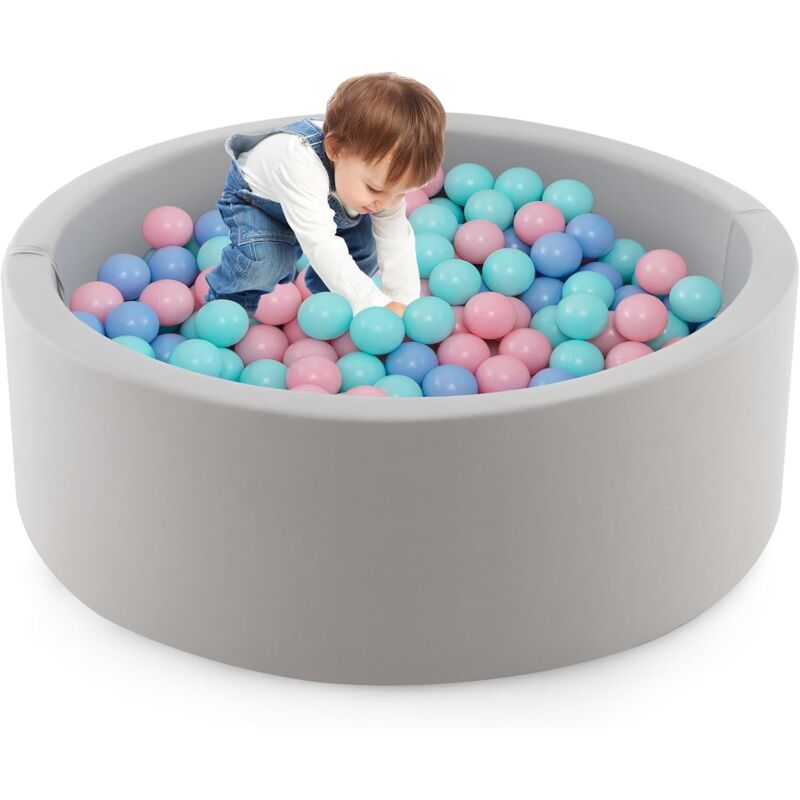foto del prodotto costway piscina di palline in schiuma, 90 x 30 cm, tondo e morbido per bambini e neonati, piscina di 200 palline oceaniche e sacca portaoggetti,