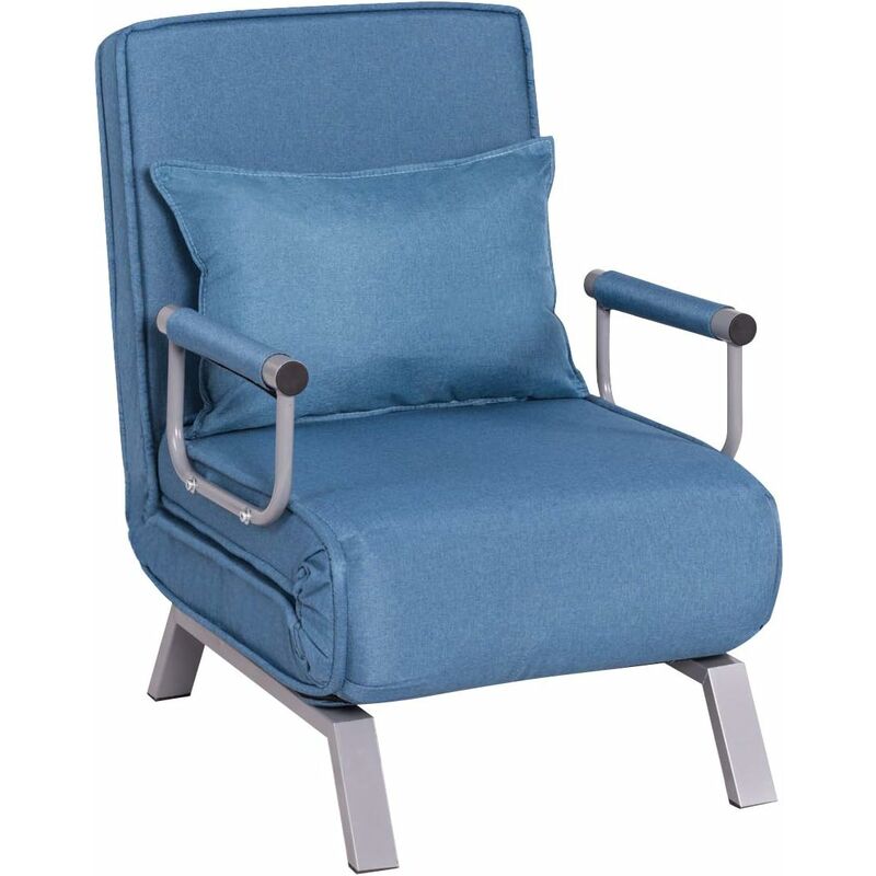 foto del prodotto costway poltrona letto singolo, poltroncina pieghevole, schienale regolabile per soggiorno, 83x59x78,5cm, blu