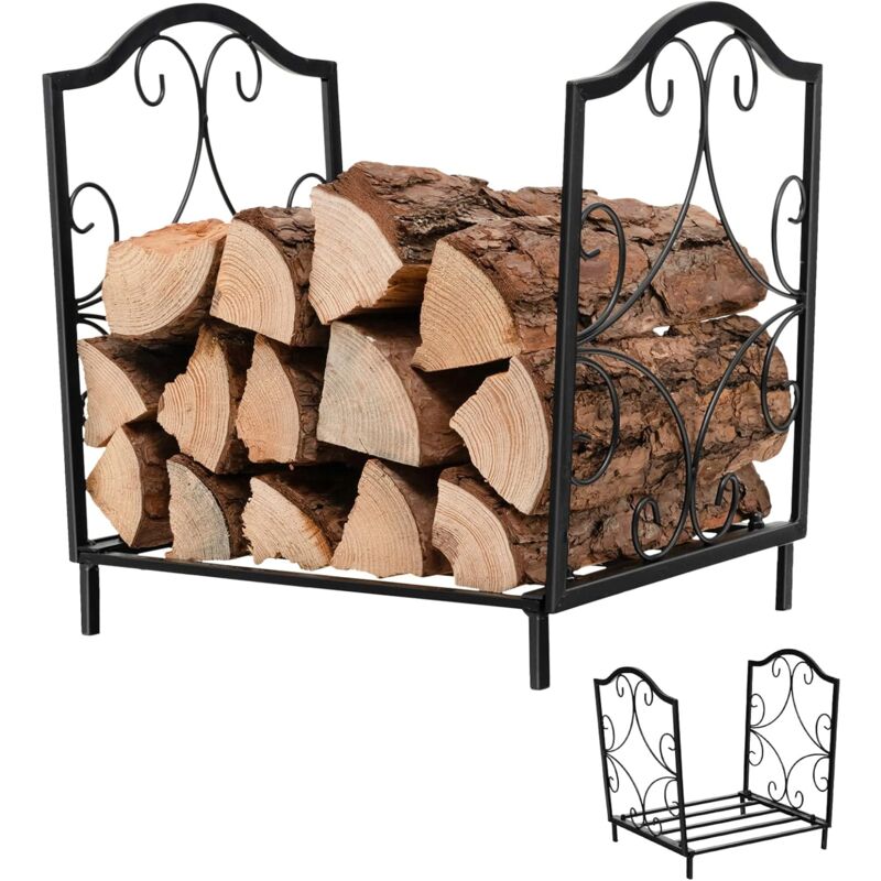 foto del prodotto costway porta legna per interni ed esterni, porta legna per camino in acciaio resistente, portalegna da ardere per stufe e braciere 37 x 32 x 39,5