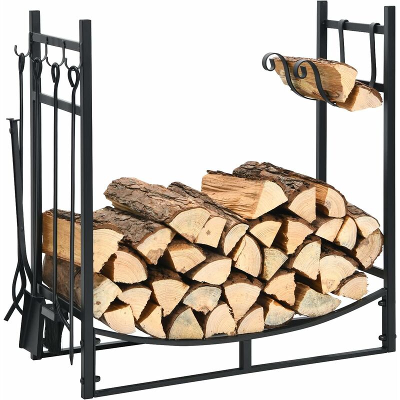foto del prodotto costway porta legna per interni ed esterni, porta legna per camino in acciaio resistente, portalegna da ardere per stufe e braciere 76 x 33 x 76