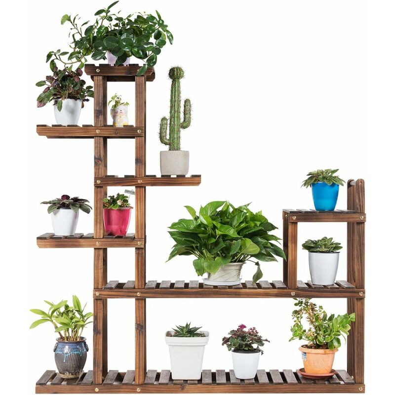 foto del prodotto costway porta piante da interno ed esterno, scaffale per piante a scala in legno, porta vasi e fiori da balcone, giardino e salotto modello 6 