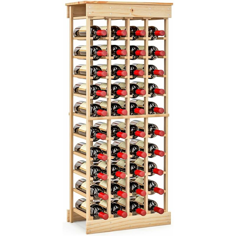 foto del prodotto costway portabottiglie di vino, scaffale per 40 bottiglie di vino in legno di pino, cantinetta porta vino, 113 x 46 x 27,5 cm