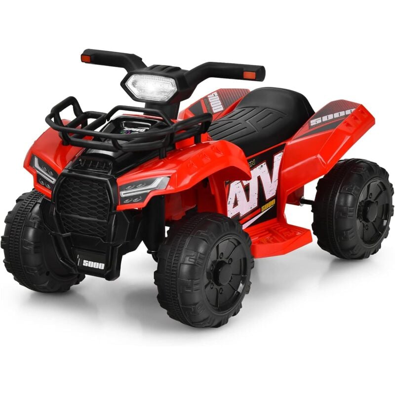 foto del prodotto costway quad elettrico per bambini, auto elettrica cavalcabile con luce led musica e box anteriore, mini quad regalo per bambini 18 36 mesi rosso 