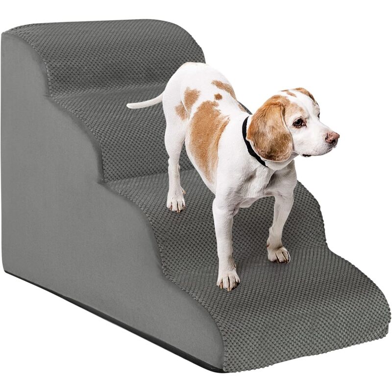 foto del prodotto costway rampa per cani con 4 scalini in schiuma, scala per animali con copertura lavabile con cerniera, ideale per animali piccoli, anziani e
