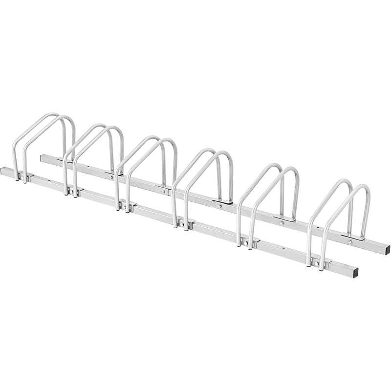 foto del prodotto costway rastrelliera per biciclette, portabiciclette parcheggio organizzatore per 4 5 6 bici, parcheggio per biciclette, telaio d acciaio argento,