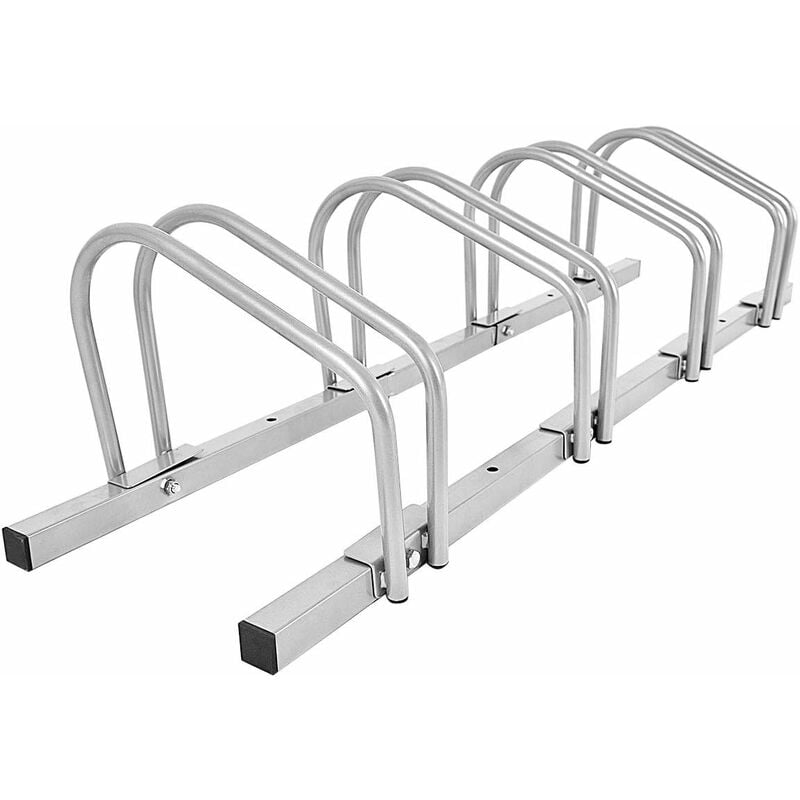 foto del prodotto costway rastrelliera per biciclette, portabiciclette parcheggio organizzatore per 4 bici, parcheggio per biciclette, telaio d acciaio, argento