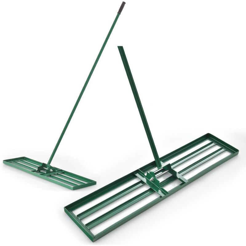 foto del prodotto costway rastrello livellatore per prato, attrezzo per la livellatura del prato con manico ergonomico, livellatrice per giardino, cortile, campo da
