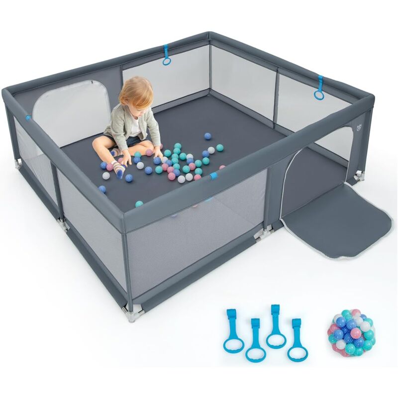 foto del prodotto costway recinto da gioco per bambini, box per bambini con rete traspirante, centro attivit per bambini con 50 palline, per interno ed esterno, 200