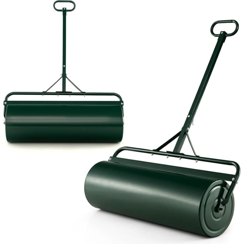 foto del prodotto costway rullo per prato in metallo, rullo da giardino riempibile con 30 litri di acqua sabbia, con gancio e impugnatura staccabile per giardino,