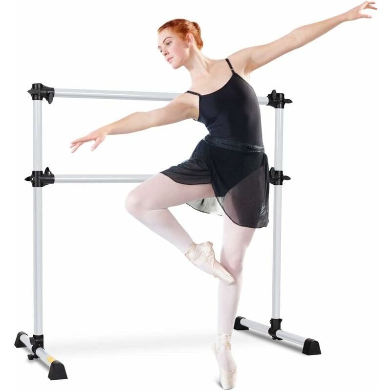 foto del prodotto costway sbarra da balletto doppia in metallo, portatile e regolabile in altezza con cuscinetti antiscivolo e base girevole, ideale per allenamento