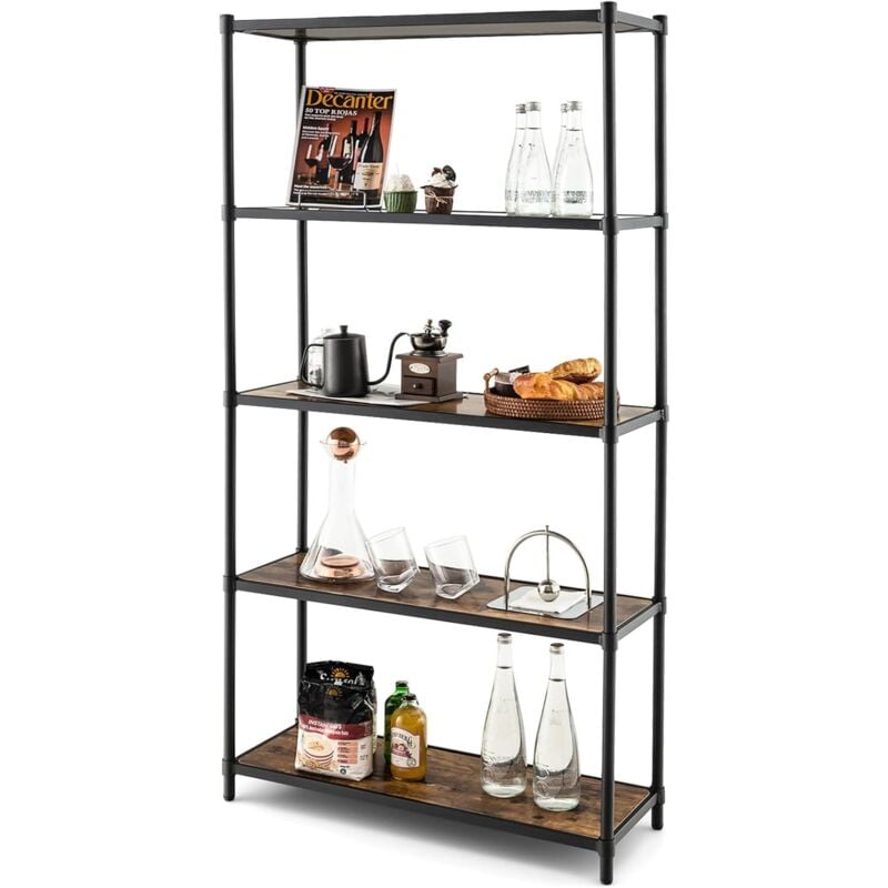 foto del prodotto costway scaffale a 5 livelli, scaffale di stoccaggio robusto, libreria multifunzionale e flessibile per ufficio soggiorno camera da letto e cucina,