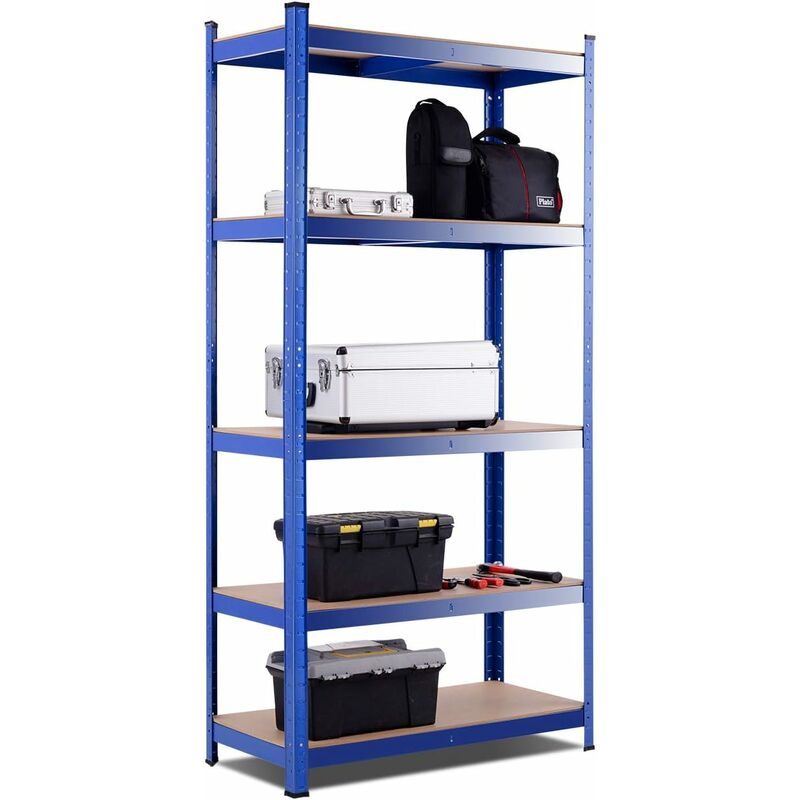 foto del prodotto costway scaffale con 5 livelli, mobile resistente con 5 mensole, capacita di peso 875 kg, altezza mensole regolabile, senza bulloni, uso versatile