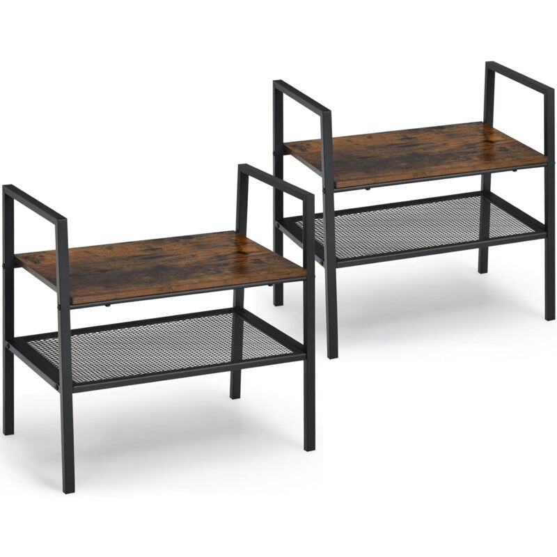 foto del prodotto costway scaffale di stoccaggio a 2 livelli, scaffale impilabile con rete metallica, scaffale compatto e multiuso per soggiorno camera da letto