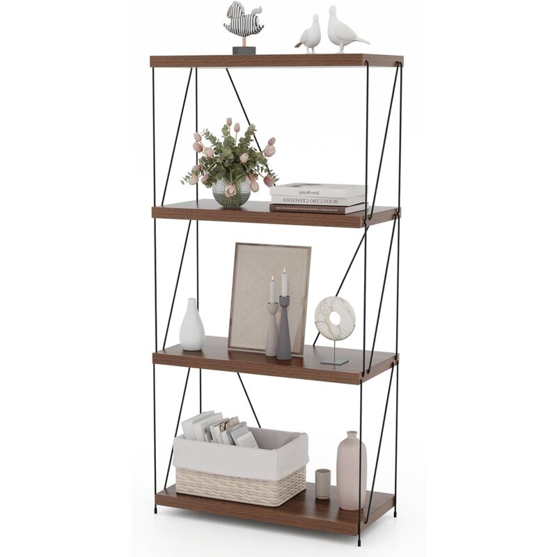 foto del prodotto costway scaffale multiuso a 2 3 4 5 ripiani, libreria autoportante con struttura in metallo, stile industriale, per camera da letto, soggiorno