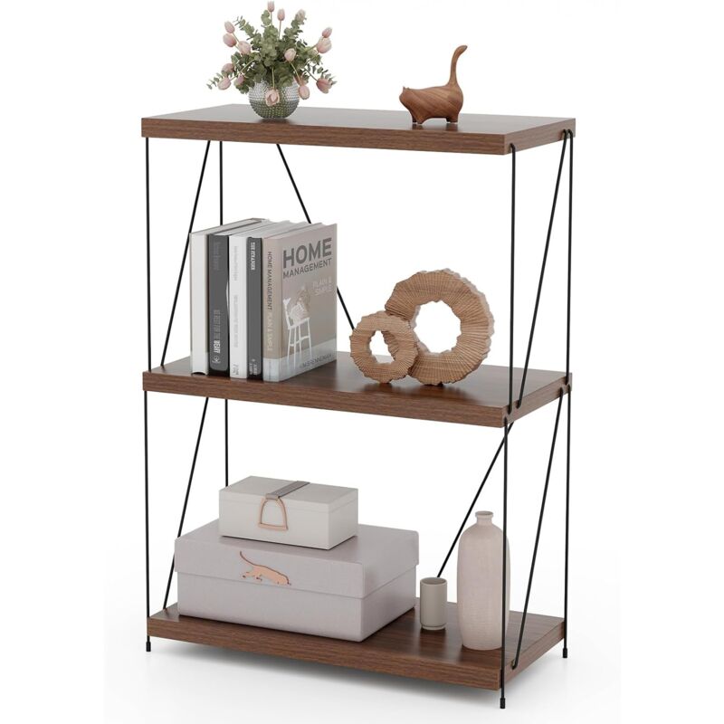 foto del prodotto costway scaffale multiuso a 2 3 4 5 ripiani, libreria autoportante con struttura in metallo, stile industriale, per camera da letto, soggiorno
