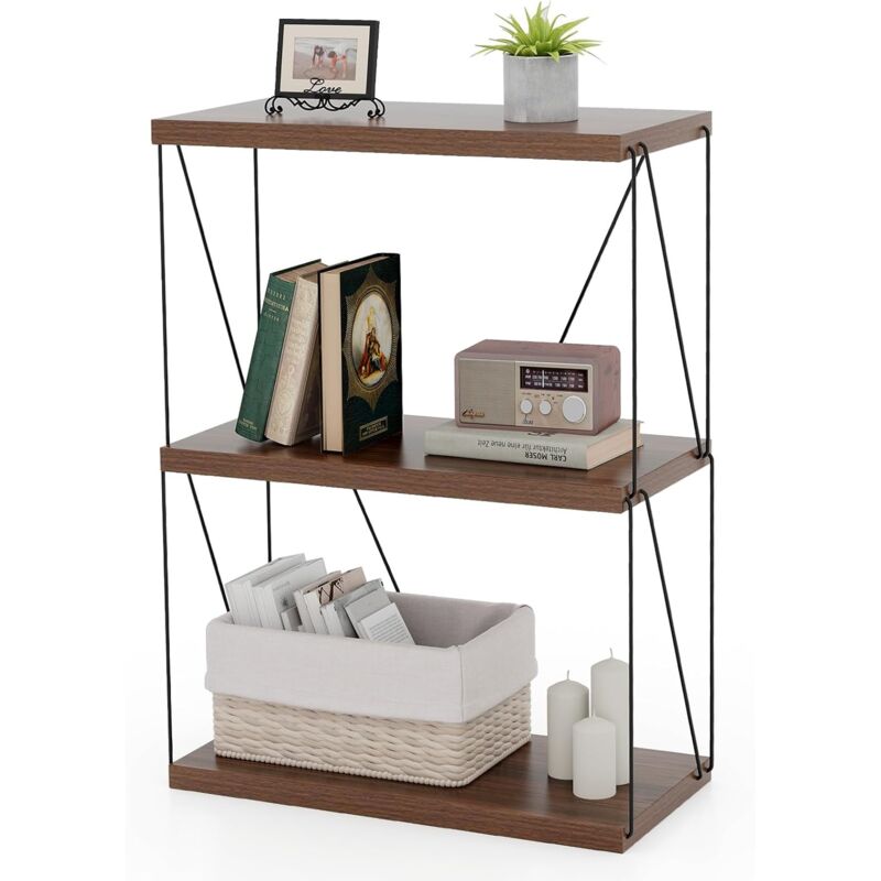 foto del prodotto costway scaffale multiuso a 2 3 4 5 ripiani, libreria autoportante con struttura in metallo, stile industriale, per camera da letto, soggiorno