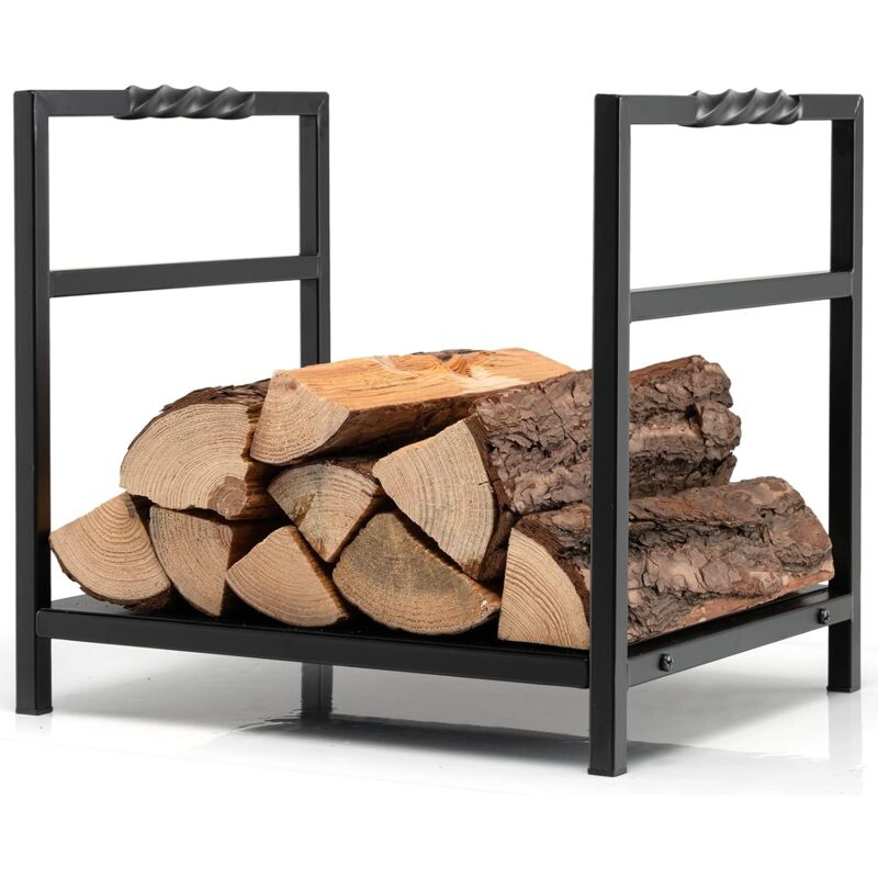 foto del prodotto costway scaffale per legna da ardere in metallo, porta legna da ardere a forma di u con base stabile, stand per legna da camino, 40 x 34x 36 cm,
