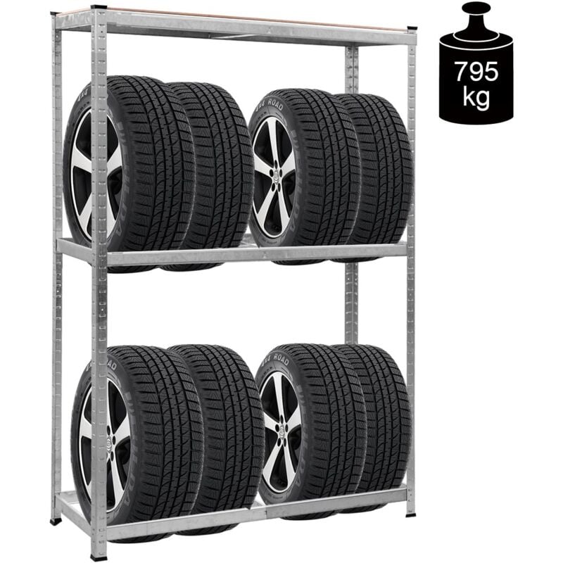 foto del prodotto costway scaffale per pneumatici scaffale portagomme in acciaio, 3 ripiani per 8 gomme, 120 x 40 x 180cm