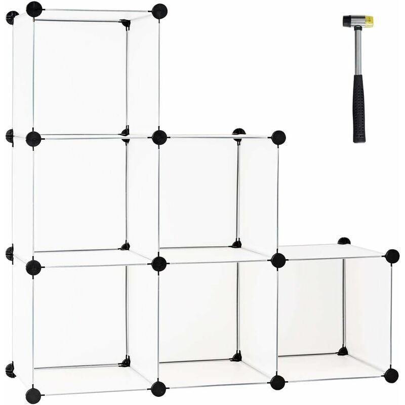 foto del prodotto costway scaffalle a 6 cubi in plastica, mobile componibile modulare a cubi con martello, armadio cubi armadietto portatile per camera soggiorno