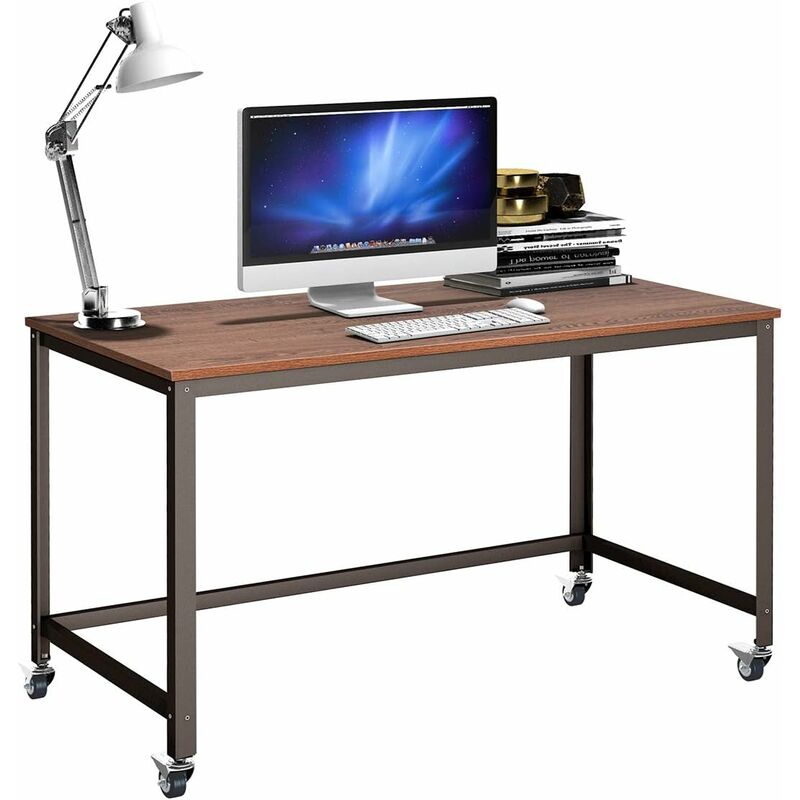 foto del prodotto costway scrivania portatile, tavolo per computer, postazione di lavoro multifunzionale in metallo, con 4 ruote, per ufficio casa, caff 
