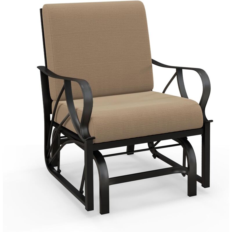 foto del prodotto costway sedia a dondolo da giardino singola, panchina a dondolo in metallo con cuscini, 73 x 66,5 x 89 cm, carico massimo 150kg, sedia a dondolo da