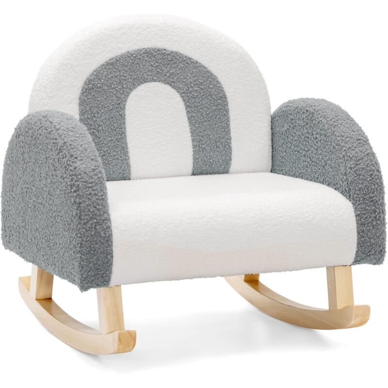 foto del prodotto costway sedia a dondolo per bambini con gambe in legno massiccio, poltrona a dondolo per bambini con cuscinetti antiscivolo, per stanza dei giochi,