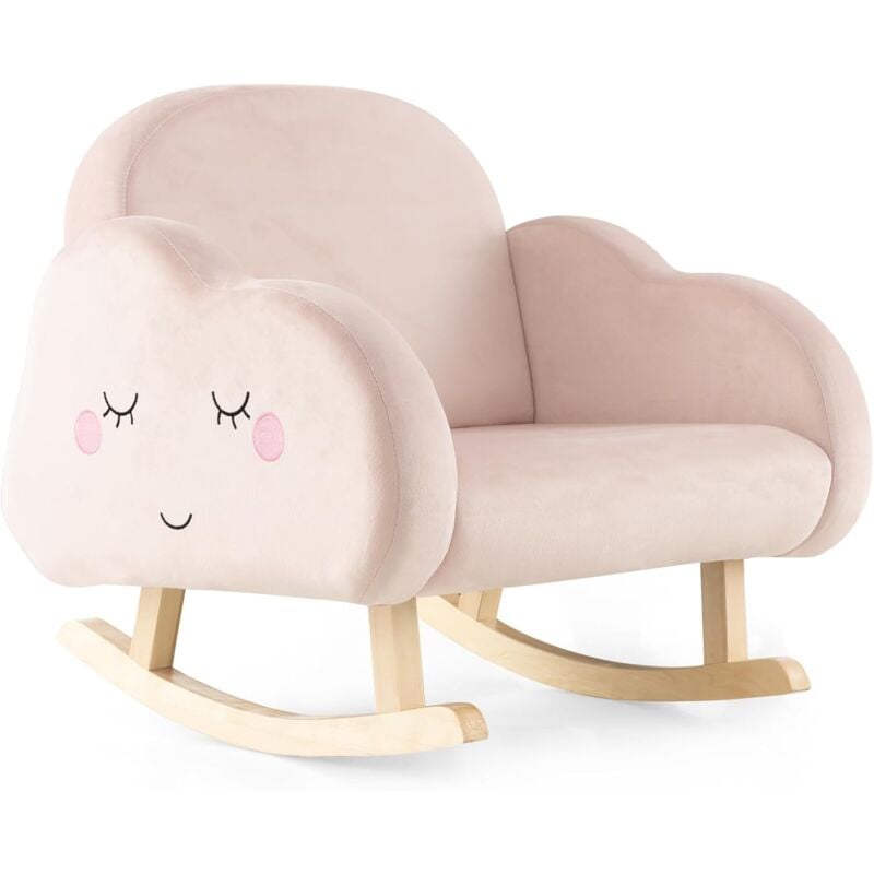 foto del prodotto costway sedia a dondolo per bambini, poltrona imbottita per bambini con gambe in legno massello e piedini antiscivolo, per sala giochi, camera da