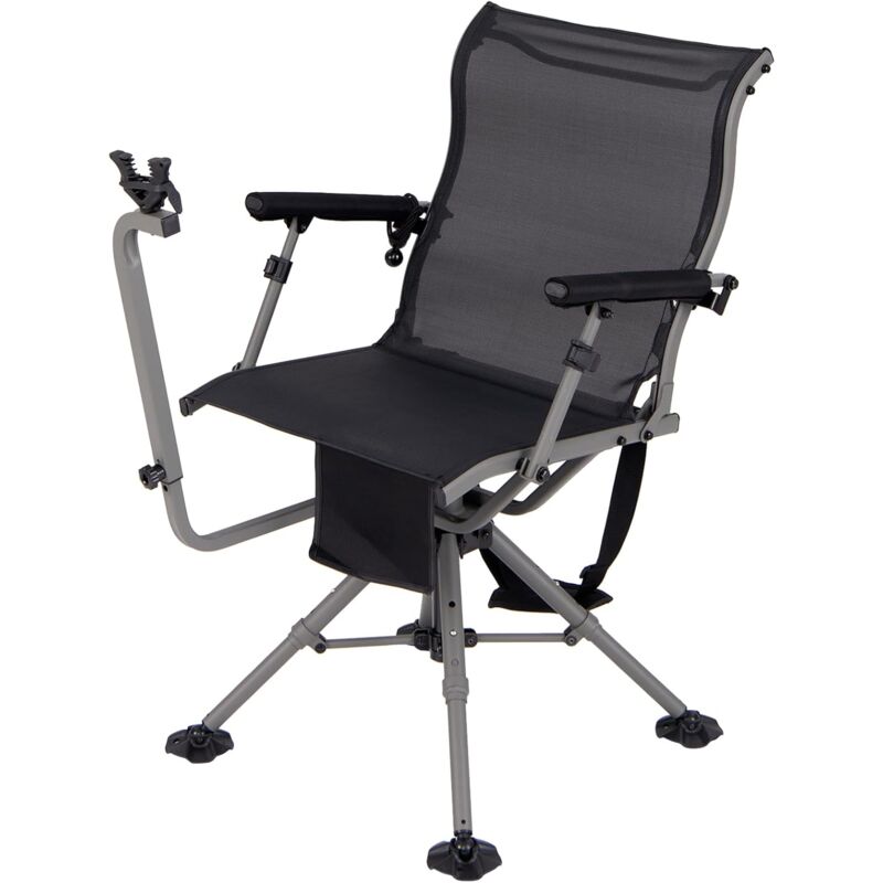 foto del prodotto costway sedia da caccia, sedia da cecchino pieghevole con gambe e supporto per fucile regolabili, girevole silenziosa a 360 , schienale ergonomico,