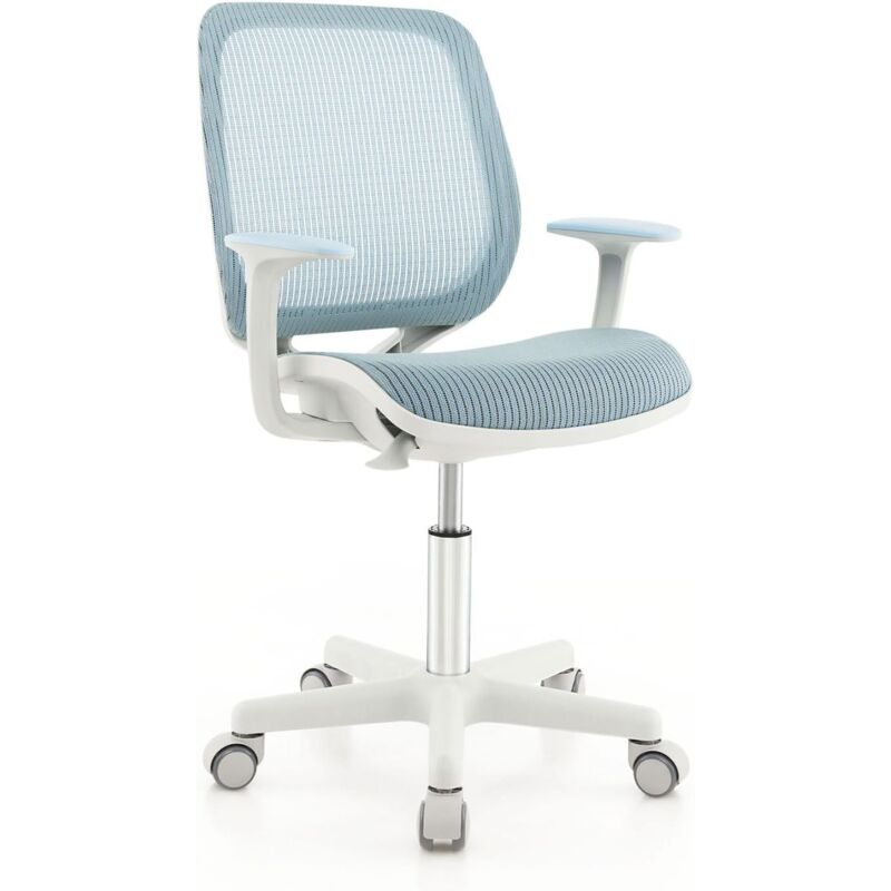 foto del prodotto costway sedia da scrivania per bambini, sedia girevole per computer con altezza regolabile, ruote con freno, braccioli morbidi, sedia ergonomica
