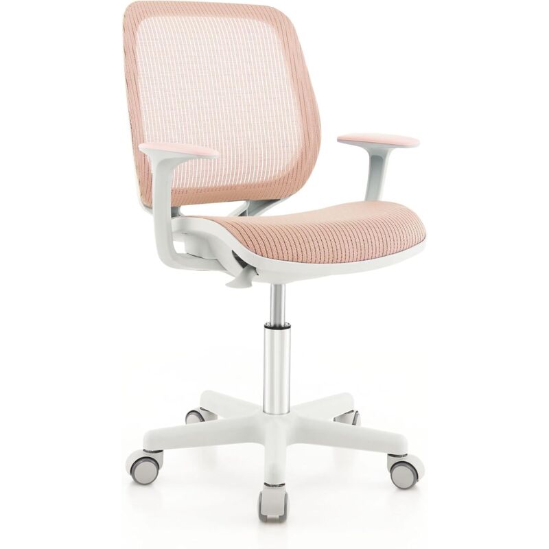 foto del prodotto costway sedia da scrivania per bambini, sedia girevole per computer con altezza regolabile, ruote con freno, braccioli morbidi, sedia ergonomica
