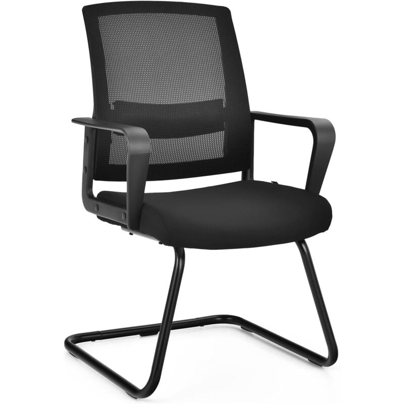 foto del prodotto costway sedia da ufficio, poltrona da ufficio con base a forma di slitta, sedia con schienale ergonomico, supporto lombare regolabile e braccioli,