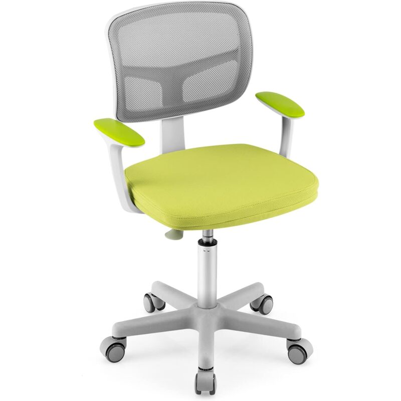 foto del prodotto costway sedia per scrivania per bambini, sedia per computer per bambini con altezza regolabile, ruote con freni, sedile girevole a rete, sedia