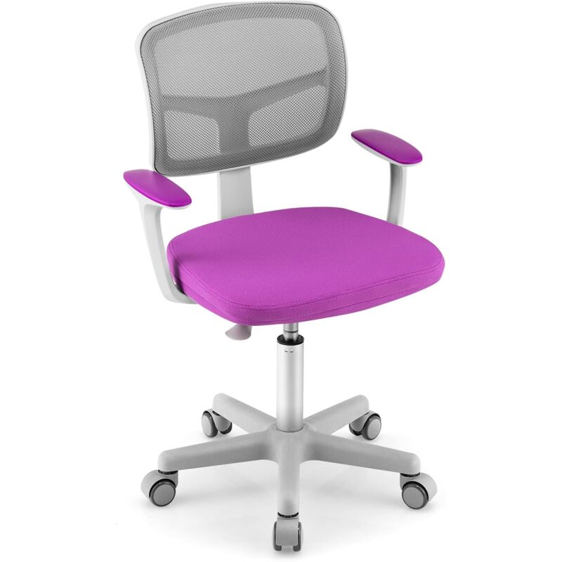 foto del prodotto costway sedia per scrivania per bambini, sedia per computer per bambini con altezza regolabile, ruote con freni, sedile girevole a rete, sedia