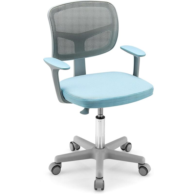 foto del prodotto costway sedia per scrivania per bambini, sedia per computer per bambini con altezza regolabile, ruote con freni, sedile girevole a rete, sedia
