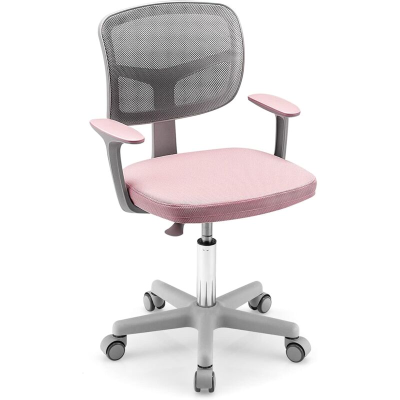 foto del prodotto costway sedia per scrivania per bambini, sedia per computer per bambini con altezza regolabile, ruote con freni, sedile girevole a rete, sedia