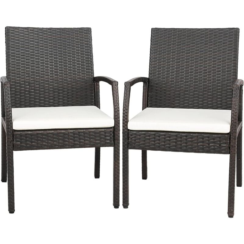 foto del prodotto costway set 2 sedie da giardino in rattan, poltrona da esterno in rattan pe con cuscino, capacit 180 kg, 62 x 55 x 89 cm, per giardino balcone