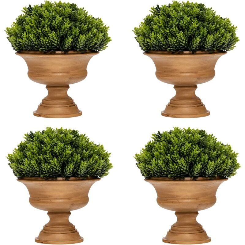foto del prodotto costway set 4 alberi di pino artificiale in vaso, albero di pino da tavolo con base in cartone biodegradabile, piante finte per casa, negozio e