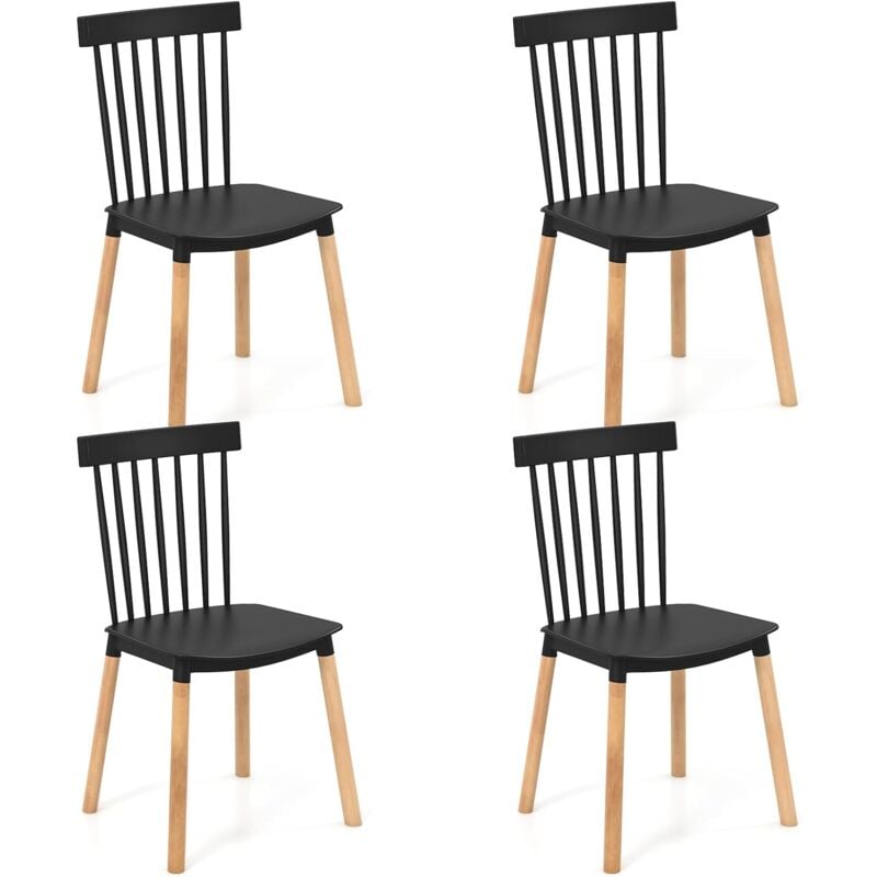 foto del prodotto costway set 4 sedie da pranzo windsor 51,5 x 48 x 83 cm, sedie da cucina moderno con schienale a spindle e sedili curvati, gambe in faggio e punte