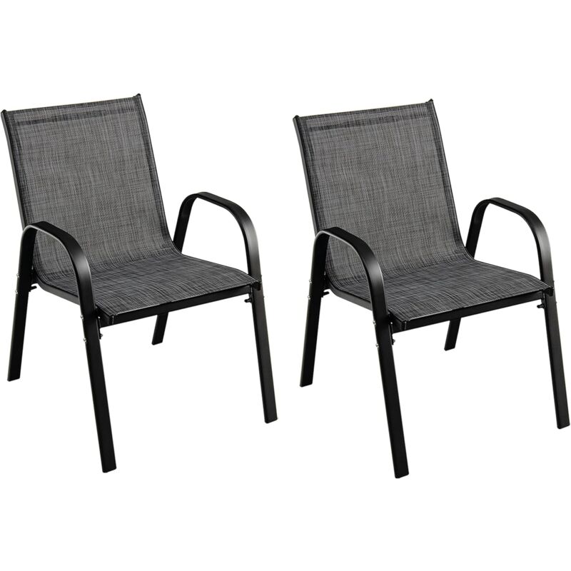 foto del prodotto costway set di 2 4 sedie per esterni con tessuto traspirante, sedie ergonimiche ed impilabile per risparmiare spazio, per giardino, cortile e