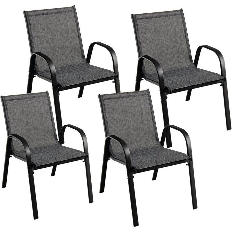 foto del prodotto costway set di 2 4 sedie per esterni con tessuto traspirante, sedie ergonimiche ed impilabile per risparmiare spazio, per giardino, cortile e