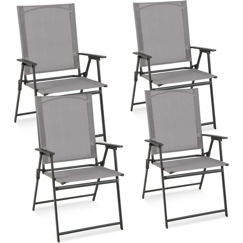 foto del prodotto costway set di 2 4 sedie pieghevoli da giardino in textilene resistente alle intemperie, sedie da esterno con schienale alto, poltrona portatile
