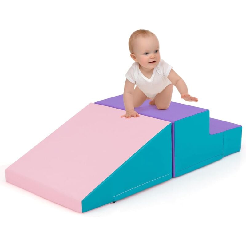 foto del prodotto costway set di 2 blocchi per gattonare e arrampicare per neonati e bambini, set di blocchi di schiuma morbida per gioco attivo interno, set di