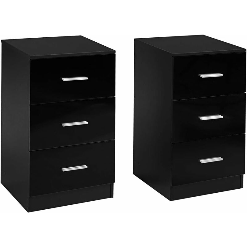 foto del prodotto costway set di 2 schedari portadocumenti con 3 cassetti, armadietto ufficio cassetiere per documenti, legno 2 