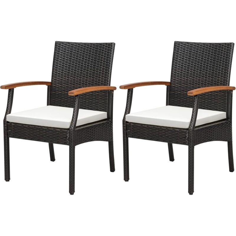 foto del prodotto costway set di 2 sedie da giardino in rattan, poltrona da esterno in rattan pe con cuscino con cerniera, capacit 180 kg, per giardino balcone