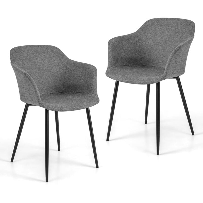 foto del prodotto costway set di 2 sedie da pranzo, sedia da pranzo imbottita con schienale ergonomico, ampi braccioli, sedie moderne ed eleganti per soggiorno, sala