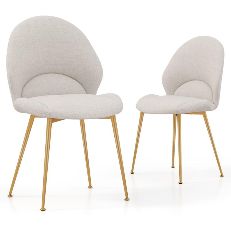 foto del prodotto costway set di 2 sedie imbottite per sala pranzo, sedia per cucina con gambe in legno, sedia moderna comfortevole con schienale a curvo e piedini
