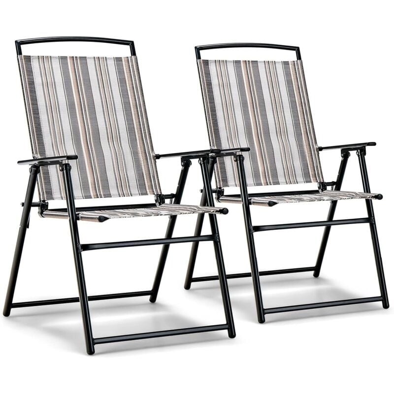 foto del prodotto costway set di 2 sedie pieghevoli da patio, sedie portatile in textilene, capacit 150 kg, sedie da giardino per esterno veranda cortile balcone,