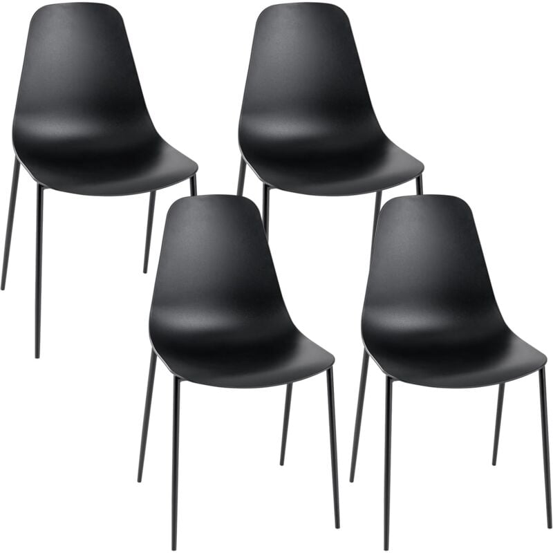 foto del prodotto costway set di 4 sedie da pranzo senza braccioli, sedia da pranzo moderna con gambe in metallo, sedia da cucina con piedini antiscivolo, set di 4